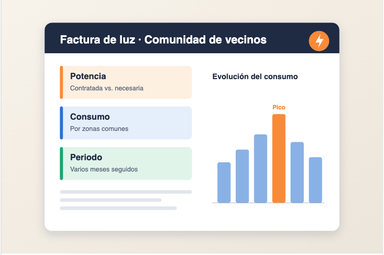 factura de luz de una comunidad de vecinos